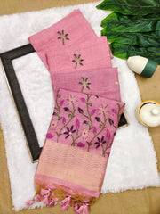 Soft Floral Chanderi Cotton Jamdani Saree