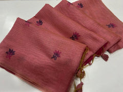Pichwai Lotus Floral Weaving Muga Cotton Saree