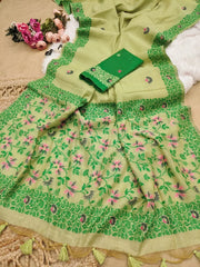 Soft Chanderi Cotton Jamdani Saree