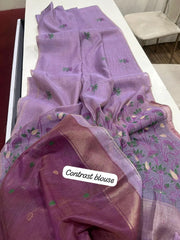 Pichwai Lotus Floral Weaving Muga Cotton Saree
