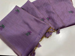 Pichwai Lotus Floral Weaving Muga Cotton Saree