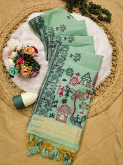 Soft Chanderi Cotton Warli-Inspired Weaving Saree