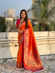 Paithani Meenakari Swan Fancy Border Saree