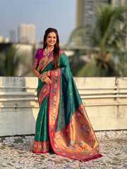 Paithani Meenakari Swan Fancy Border Saree