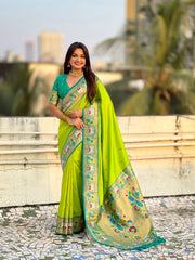 Paithani Meenakari Swan Fancy Border Saree