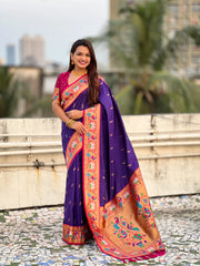 Paithani Meenakari Swan Fancy Border Saree