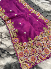 Embroidery Work Tussar Silk Saree