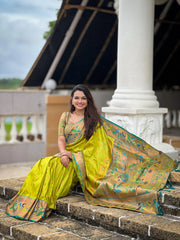 Traditional Wedding Marigold Paithani Saree