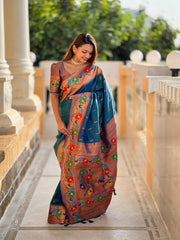 Soft Silk Peacock Design Paithani Saree