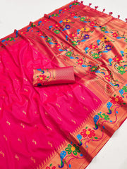 Soft Silk Peacock Design Paithani Saree