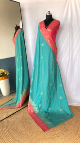 Dual Tone Designer Banarasi Soft Silk Saree