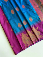 Dual Tone Unique Peacock Border Soft Silk Saree