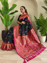 Black Paithani Silk Meenakari Soft Silk Saree