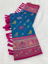 Patola Leheriya Peacock Ikkat Saree