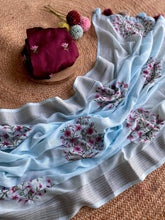 Pure 90 Count Linen 6 Needle Embroidered Butta Saree