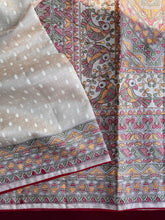 Tussar Silk Madhubani Embroidered Work Saree