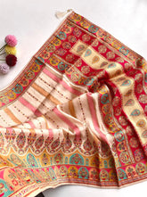 Moonga Silk Kashmiri Placement Printing Pashmina Saree