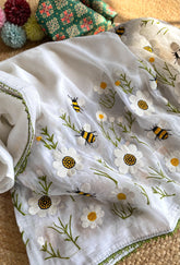 Space Silk Honeybee Embroidery Work Saree