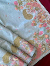 Pure Loom Tussar Silk Embroidery Work Saree