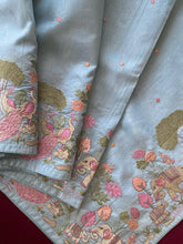 Pure Loom Tussar Silk Embroidery Work Saree