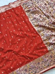 Viscose Raw Silk Bandhej Printed Paithani Saree