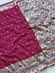 Viscose Raw Silk Bandhej Printed Paithani Saree