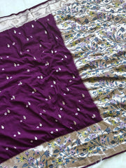 Viscose Raw Silk Bandhej Printed Paithani Saree