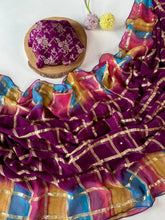 Viscose Georgette Zari Chex Mirror Work Saree