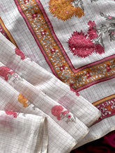 Linen Zari Chex Designer Foil Mirror Work Saree