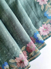 Tussar Silk Embroidery Floral Pattern Saree