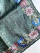Tussar Silk Embroidery Floral Pattern Saree