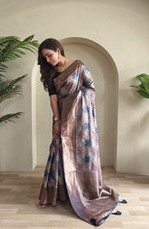 Kanchi Silk Embosed Weaving Design Banarasi Saree