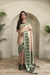 Kanchi SIlk Contrast Border Banarasi Saree