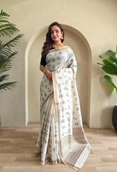 Designer Tussar Embroidered Saree