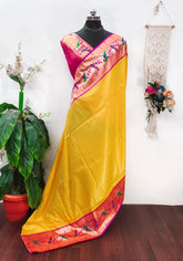 Banarsai Peacock & Parrot Weaving Paithani Saree