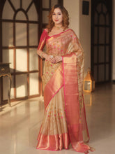 Banarasi Handwoven Embroidery Tissue Saree