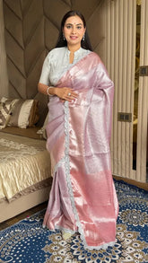 Banarasi Tissue Silk Pastel Pink Saree