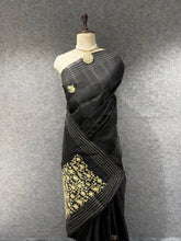 Black Matka Silk Embroidery Saree