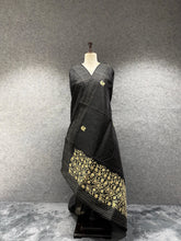 Black Matka Silk Embroidery Saree