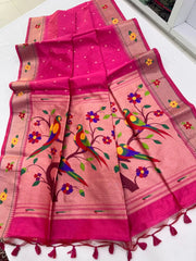 Phoolmala Paithani Soft Khadi Raw Silk Saree