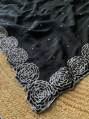 Black Luxury Crunchy Silk Saree