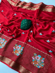 Premium Chinon Chiffon Embroidery Saree