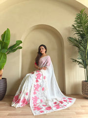 Premium Crunchy Silk Appliqué Border Saree