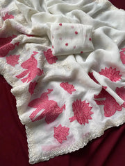 Premium Crunchy Silk Appliqué Border Saree