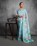 Soft Tussar Silk Beautiful Lotus Printed Saree