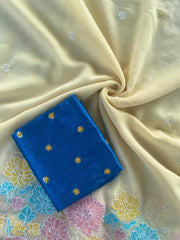 Pure Glass Chiffon Flower Pannel Saree