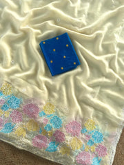 Pure Glass Chiffon Flower Pannel Saree