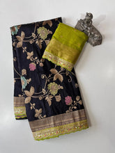 Black Makar Sankranti Banarasi Jaal Weave Sarees