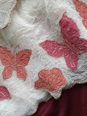 Butterfly Design Satin Georgette Appliqué Border Saree