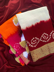 Pure Viscose Dola Silk Tye & Dye Bandhani Saree
